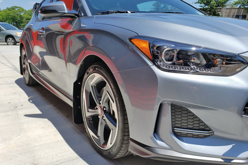 Rally Armor 19-21 Hyundai Veloster Turbo R-Spec White UR Mud Flap w/ Black Logo