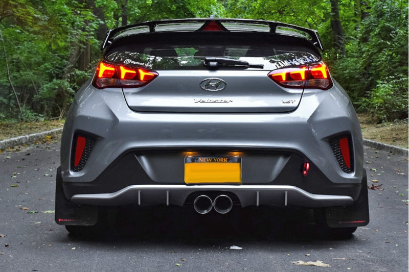 Rally Armor 19-21 Hyundai Veloster Turbo R-Spec White UR Mud Flap w/ Black Logo