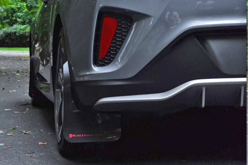 Rally Armor 19-21 Hyundai Veloster Turbo R-Spec White UR Mud Flap w/ Black Logo