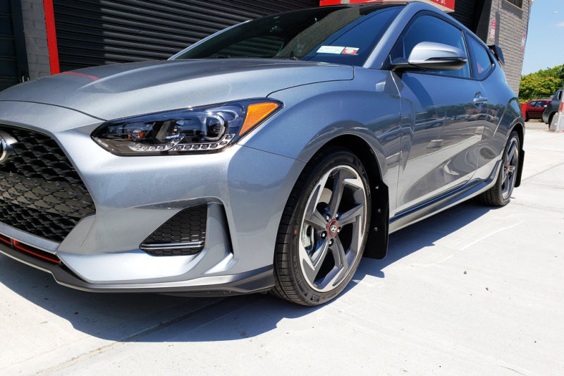 Rally Armor 19-21 Hyundai Veloster Turbo R-Spec White UR Mud Flap w/ Black Logo