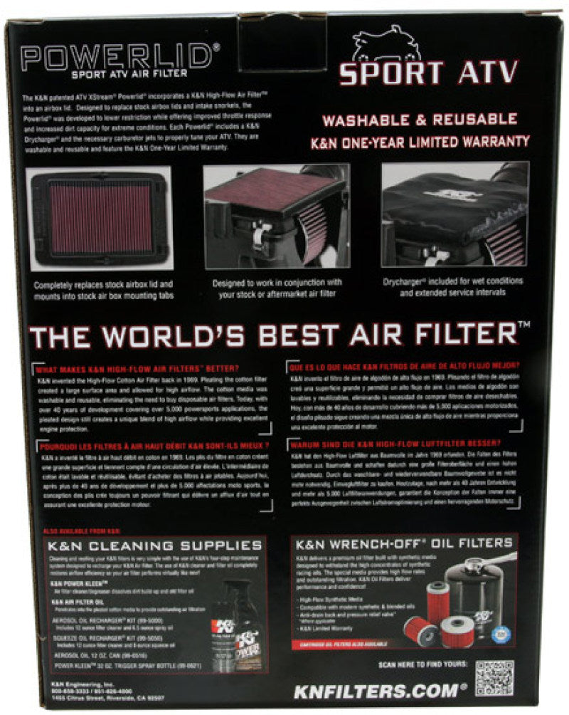 K&N Powerlid Airbox Cover Unique Panel Air Filter 87-06 Yamaha YFZ350 Banshee 350