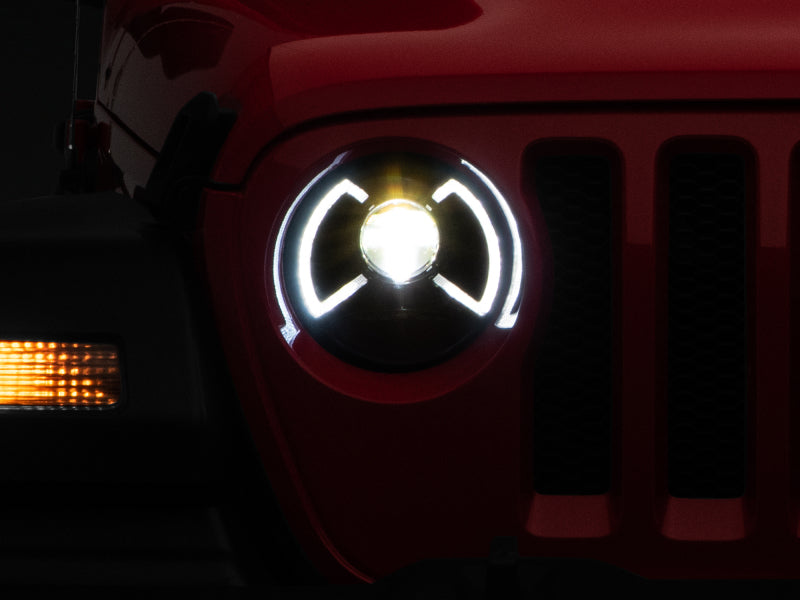 Raxiom 18-22 Jeep Wrangler JL/JT LED Projector Headlights- Black Housing (Clear Lens)