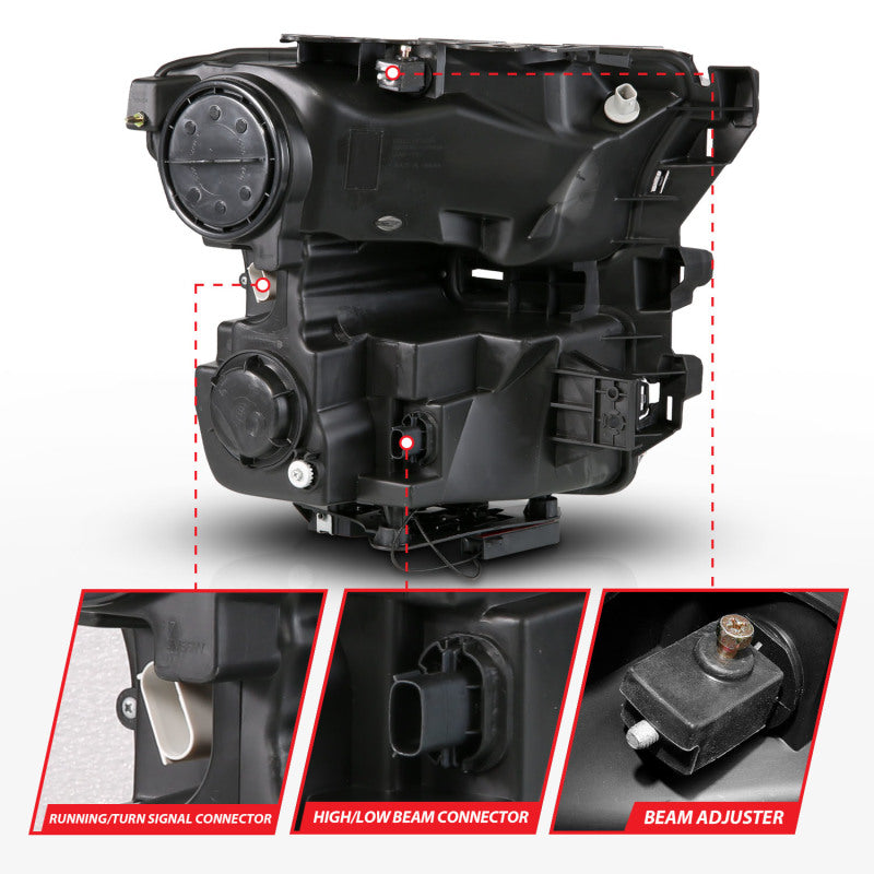 ANZO 15-17 Ford F-150 Chrome LED Projector Plank Style DRL w/Initiation Light Halogen Models