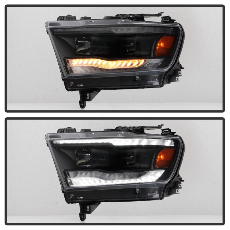 Spyder Dodge Ram 19-20 Halogen Model Projector Headlights Chrome PRO-YD-DR19HALSI-SEQ-BK
