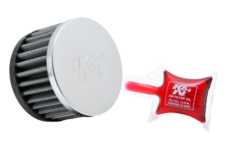 K&N Universal Round Clamp-On Air Filter 1-9/16in Flange 3in OD 2in Height