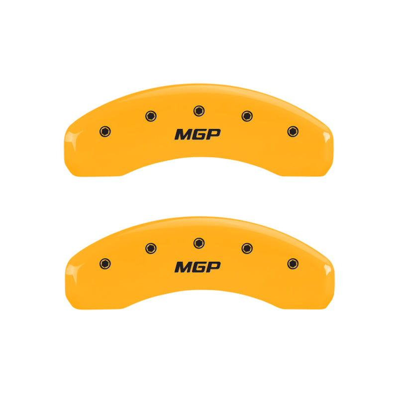 MGP 4 Caliper Covers Engraved Front & Rear MGP Yellow Finish Black Char 2016 Chevrolet SS