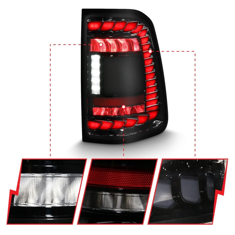 Anzo 19-23 Dodge Ram 1500 Laramie/Rebel/Limited Longhorn Full LED Sequential Signal Black Taillight