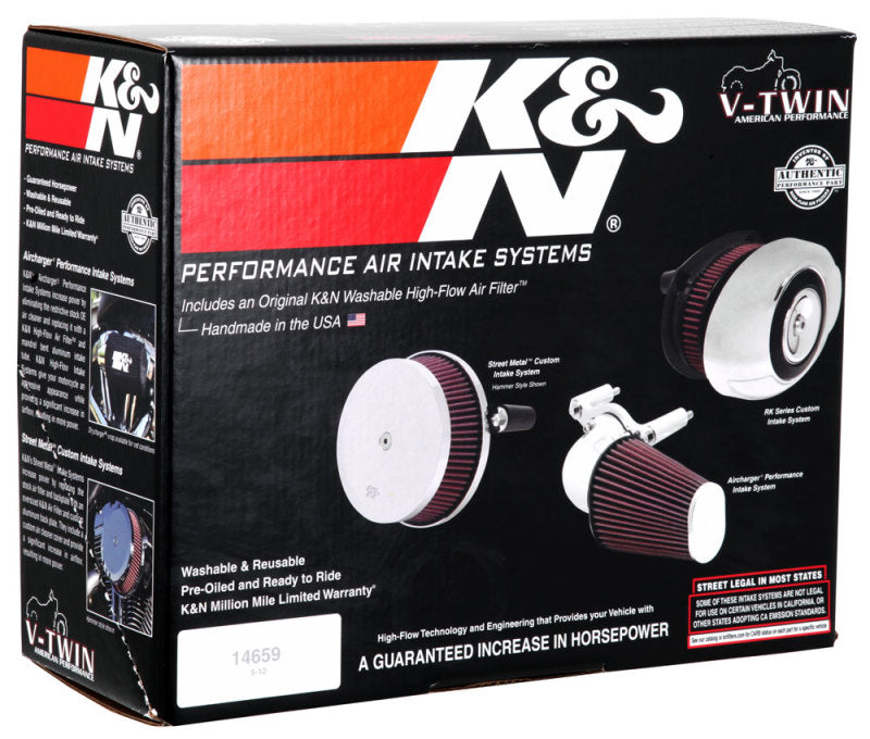 K&N 08-15 Harley Davidson Street Metal High Flow Performance Intake Kit - Black