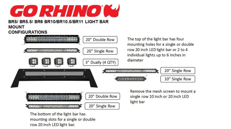Go Rhino 14-15 Chevy Silverado 1500 BR5 Light bar mount