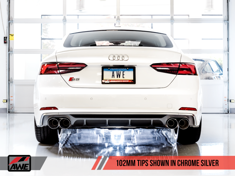 AWE Tuning Audi B9 S5 Sportback Track Edition Exhaust - Non-Resonated (Silver 90mm Tips)