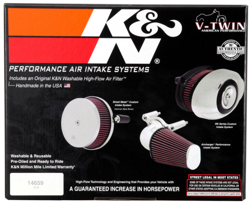 K&N Street Metal Intake System for Harley Davidson - Color (Red) - Style (Round) - Size (6-9) - Weld